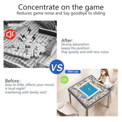 Blue Mahjong Mat for Table, 31.5*31.5in Anti Slip American Mahjong Table Cloth, Noise Reduction, Neoprene Mah jongg Mat with Carrying Bag & 3 Dices, Mahjong Set Gift, Board Tile Games Mats, Lemon Tree - color: Lemon Tree3