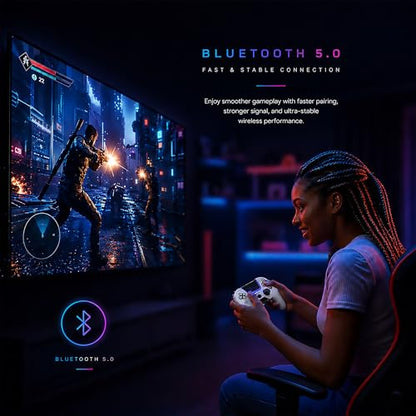 BEllTAYN Wireless Controller for PS5 with 3D Hall Effect Joysticks, Bluetooth 5.0 Connectivity, Dual Vibration, 6-Axis Motion Control, Design for Smooth and Comfortable Gaming Compatible with PS5 and Windows PC (Galaxy White) - color: Galaxy White