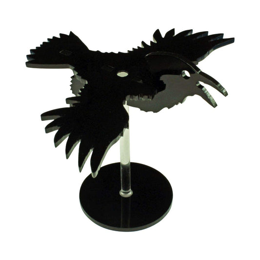 LITKO Raven Character Mount | Compatible with D&D & Pathfinder | Black acrylic raven mount | 50mm round base, clear peg | 30mm platform for hero | Requires glue assembly - style: Raven