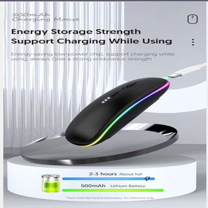 2 Pack Wireless Bluetooth Mouse,LED Dual Mode Rechargeable Silent Slim Laptop Mouse,Portable(BT5.2+USB Receiver) Dual Mode Computer Mice,for Laptop,Desktop Computer,Tablet,Phone,TV (Black+Grey) - color: 2 pack Black+Grey