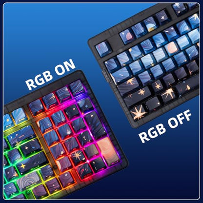 ZORNHER ZH980 Mechanical Keyboard,95% Blue Creamy Keyboard with Number Pad,Van Gogh's Starry Night Dye Sublimation PBT Keycaps,Pre-lubed Clicky Switches,Hot-Swappable - color: Van Gogh's Starry Night, size: Clicky Switch