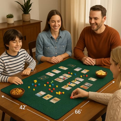 5mm Thickness Board Game Mat Black 42 x 66 Inches, Super Cushioned Table Cover for Mahjong, Poker, Playing Cards, Tile Games Dominoes Neoprene Gaming Playmat with Carrying Bag (Green, 42 x 66 Inches) - color: Green, size: 42 x 66 Inches