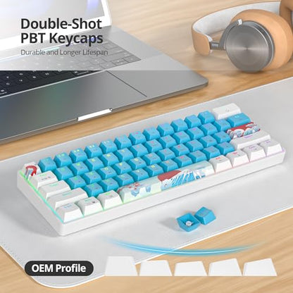 60% Mechanical Keyboard Wired Linear Red Switch RGB Backlight | 60 Percent 61-keys Compact Layout Gaming Keyboard TKL Ultra-Compact Mini RGB Backlit - color: 61 Blue/Red Switch