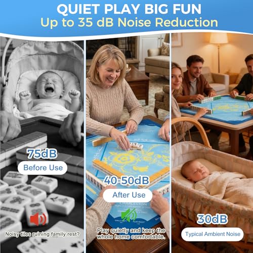 Rollup Shipped American Mahjong Mat with Rules No Crease | 32.6"x32.6" Mahjong mat with Velvet Bag Non Slip Mahjong Table Mat Noise Reduction Game Mat Gift for Mother's Day (Blue) - color: Blue