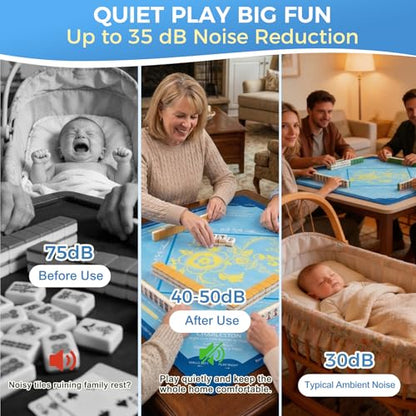 Rollup Shipped American Mahjong Mat with Rules No Crease | 32.6"x32.6" Mahjong mat with Velvet Bag Non Slip Mahjong Table Mat Noise Reduction Game Mat Gift for Mother's Day (Blue) - color: Blue