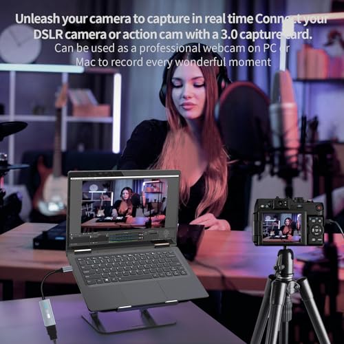 Papeaso Video Capture Card, HDMI to USB C 3.0 Capture Card, 1080P 60FPS Video Capture Device, for Streaming, Teaching,Gaming, Video conferencing or Live Broadcasting - color: Grey-C