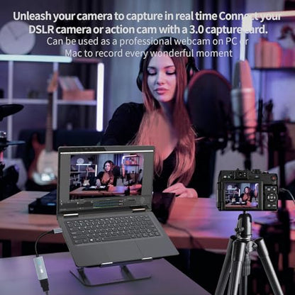 Papeaso Video Capture Card, HDMI to USB C 3.0 Capture Card, 1080P 60FPS Video Capture Device, for Streaming, Teaching,Gaming, Video conferencing or Live Broadcasting - color: Grey-C