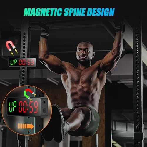 Small Gym Timer Clock Stopwatch Magnetic Workout Interval Timer, Large LED Digital Display, Home Accessories Countdown Clock for Home Gym Garage Schools (Matte Black) - color: Matte Black