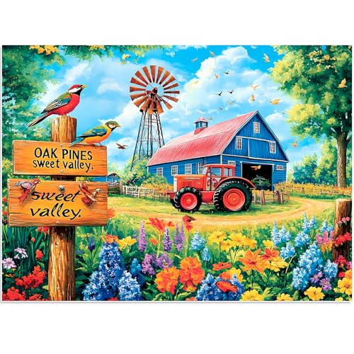 500 Pieces Puzzles for Adults, Colorful Spring Farm Puzzle for Adults Childern Seniors, Recycled Paper Bird Jigsaw Puzzle 500 Pieces, No Dust Challenging Puzzles Perfect for Game Nights 20.5x15 - style: Spring Farm
