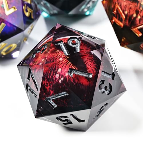 Mini Planet 50mm Chonk D20 Liquid Core Polyhedral Sharp Edge Handmade Resin Dragon Eyeball Dice - color: Dragon Eye Dice 3