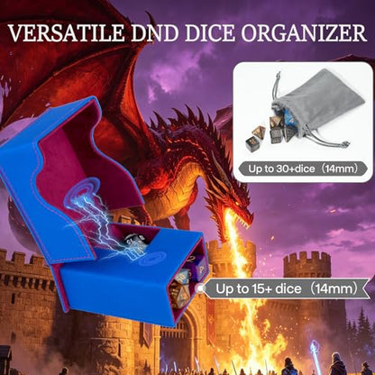 Dice Tower and Tray,Foldable Portable Dice Rolling Tower,Dice Roller Accessory for Dungeons and Dragons,Classic Board Games,RPG Games, and Tabletop Games Blue/Red - color: Blue/Red（fire Dragon）