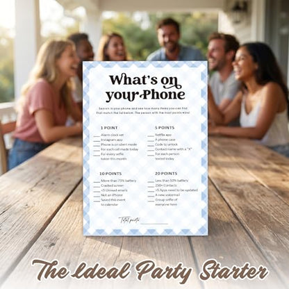 30 Pcs Party Icebreaker Games Set, "What's on Your Phone" Theme, Suitable for Wedding, Birthday Party, Group Gatherings,Deepen Friendships with Friends,Colleagues,Family or Guests,Break the Ice -A02 - color: PB A02