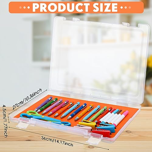 Wesiti 4 Pcs Scrapbook Paper Storage Box Clear Plastic Storage Boxes with Snap 14.17 x 10.63 x 1.77 Inches Art Project Case Craft Organizer File Document Holder Photo Magazine Letter Containers