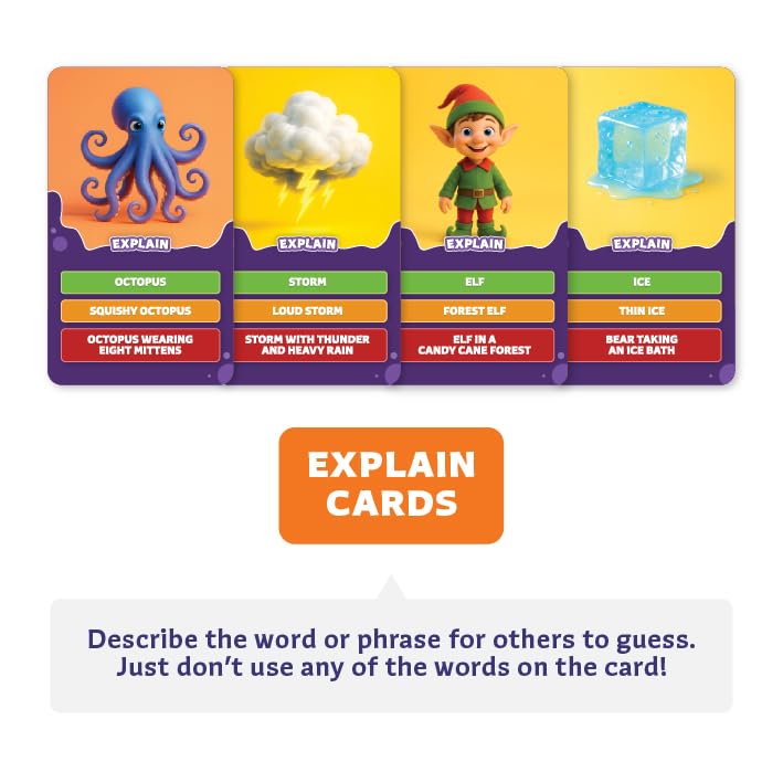 Clever Fox Play Epic Charades Mini Game for Kids Ages 6+, Travel Card Game | 80 act out and explain cards, illustrations, timer, family party game, classroom activity, car trips and travel play - size: Mini