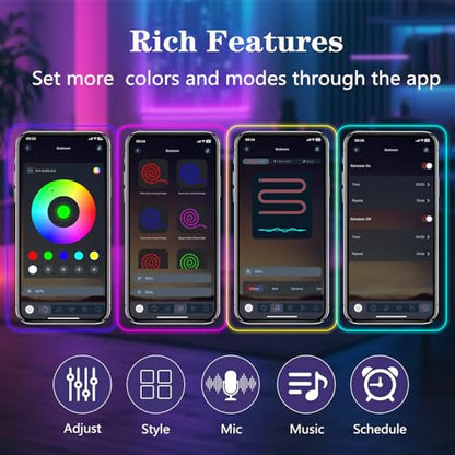 65.6FT Neon Rope Lights,Flexible Led Light Control with App/Remote,Multiple Modes,IP65 Outdoor Waterproof,Music Sync Strip for Bedroom - size: 65.6FT Neon Rope Lights