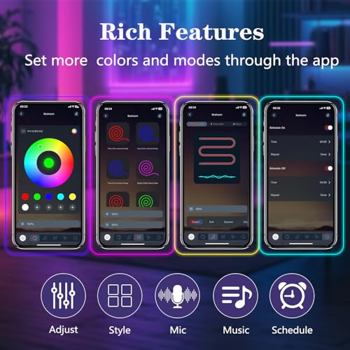 32.8FT RGB Rope Lights,Flexible Led Neon Light Control with App/Remote,Multiple Modes,IP65 Outdoor Waterproof,Music Sync Strip for Bedroom - size: 32.8FT RGB Rope Lights