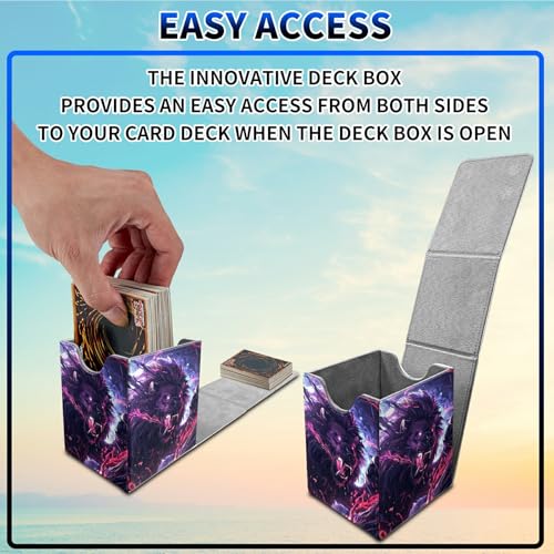 Flaming Lion Card Deck Box, MTG Commander Deck Box Card Deck Case for Trading Cards, 100+ Sleeved Cards with PU Leather Magnetic Card Storage Box for TCG CCG Magic Cards - color: Card Deck Box-580