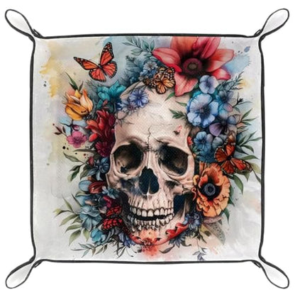 Skull Florals Butterfly Dice Tray Dice Rolling Tray Folding Dice Holder for Dice Games, Like RPG, DND and Other Table Games - color: Multi 19