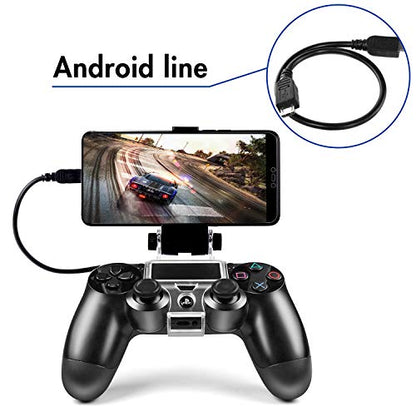 Yizerel PS4 Controller Phone Clip, PS4 Slim Pro Controller Grip for Android Smart Phone, 180 Degree Gaming Holder Mount Stand Bracket for PlayStation 4 Game Controller 6 in Samsung, Pixel, OnePlus