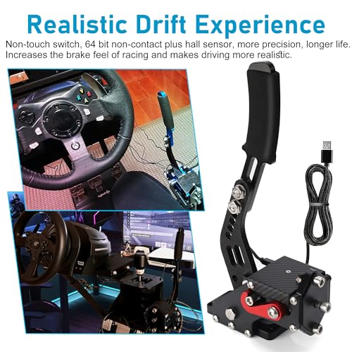 CNSPEED Upgrade 2-in-1 64 Bit USB Handbrake for G920 Compatible with Xbox/Xbox series S/Xbox series X + PC Computer System for Simulated Racing Games with Non-Contact Plus Hall Sensor - color: BLACK