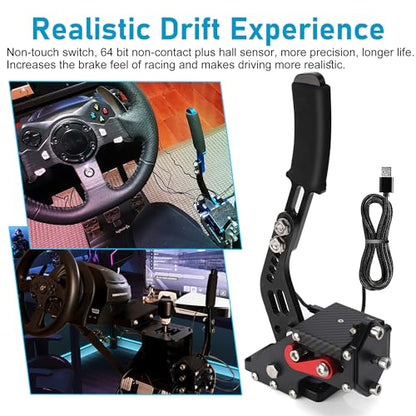 CNSPEED Upgrade 2-in-1 64 Bit USB Handbrake for G920 Compatible with Xbox/Xbox series S/Xbox series X + PC Computer System for Simulated Racing Games with Non-Contact Plus Hall Sensor - color: BLACK