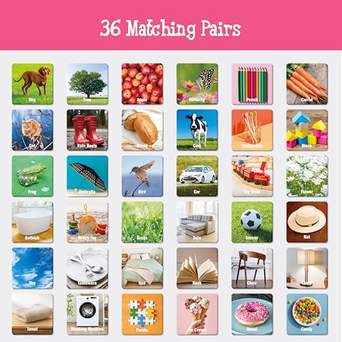 Hebayy 72 PCS Daily Items Matching Game, 36 Designs Everyday Objects Memory Cards Engaging Picture Matching Game, Educational Learning Toys for Preschool 4 5 6 Years Old - style: Daily Items