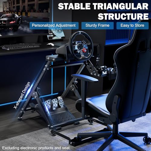 Anman Foldable Racing Simulation stand Compatible with Logitech G29 G27 G923 Adjustable Racing Wheel Stand Wheel and Pedals Not Included