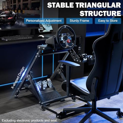 Anman Foldable Racing Simulation stand Compatible with Logitech G29 G27 G923 Adjustable Racing Wheel Stand Wheel and Pedals Not Included