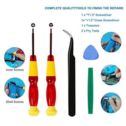 2-Pack Replacement Joystick Analog Thumb Stick Repair Kit for Nintendo Switch / Switch OLED Model / Switch Lite Joy-Con Controller - Drift Fix Tools Y1.5 / +1.5 Screwdriver / Pry Tools