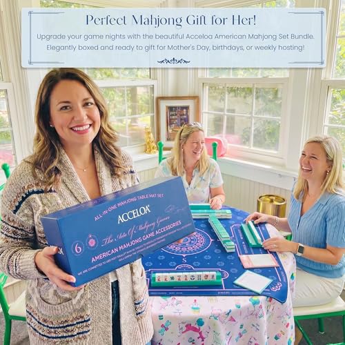 American Mahjong Mat and Racks Set: 31.5" x 31.5" Waterproof Neoprene | Includes 4 clear acrylic racks, rules card, carrying bag and gift box – ready to play, great for gifting(Royal Mandala) - color: Royal Mandala
