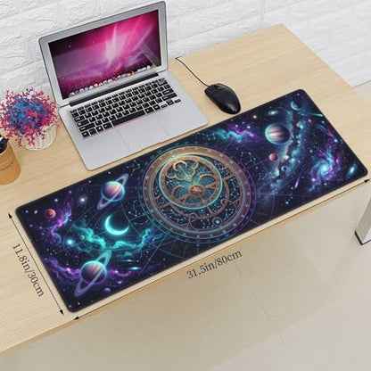 Extended Gaming Mouse Pad, Large Mouse Mat, XL Desk Pad for Keyboard and Mouse, Non-Slip Rubber Base & Stitched Edges for Gamer Office 31.5x11.8 in - color: 3