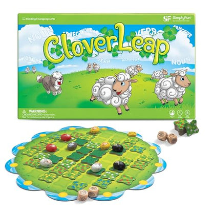 SimplyFun Clover Leap - Educational Vocabulary Game - Sentence Building for Kids, Develop Sentence Structure & Vocabulary Skills, Fun Learning Game for Families - 2-4 Players, Ages 5 & Up - style: Clover Leap