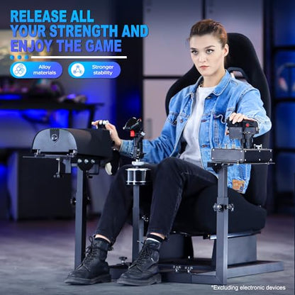 Marada Racing Flight Simulator Cockpit with Black Seat Compatible for Thrustmaster A10C Hotas Warthog Adjustable Throttle,Joystick,Keyboard NOT Included