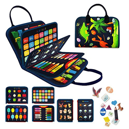 LearnToy Busy Board - Dinosaur Montessori Toys for 3 4 5 Year Old - Sensory Toys for Autistic Children - Toddler Travel Toys - Busy Book for Toddlers Activities as Boys Girls Gift | Sensory Toys for Autistic Children - Toddler Travel Toys - Busy Book for