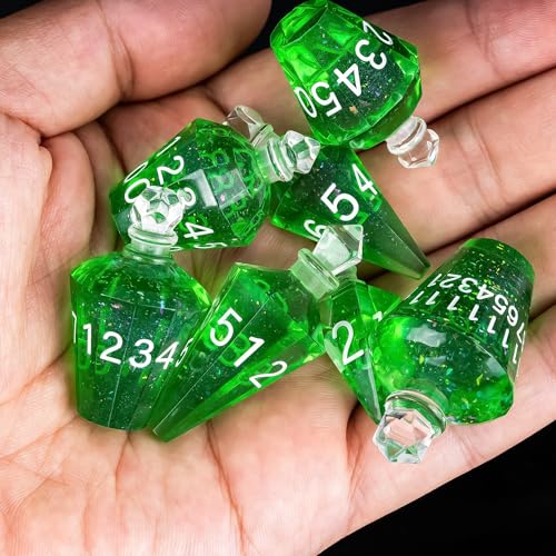 7PCS Potion DND Dice Set,Transparent Sharp Edge Die Set D&D RPG Polyhedral Dice,for Dungeons and Dragons TTRPG Games Roleplaying Games.(Light Green) - color: Light Green