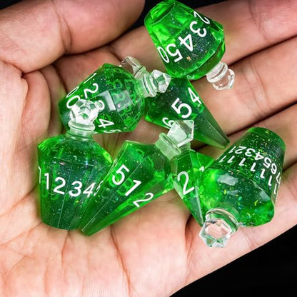 7PCS Potion DND Dice Set,Transparent Sharp Edge Die Set D&D RPG Polyhedral Dice,for Dungeons and Dragons TTRPG Games Roleplaying Games.(Light Green) - color: Light Green
