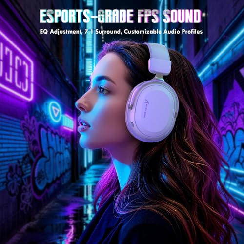 ATTACK SHARK L30Pro Wireless Gaming Headset with 2.4Ghz/BT/Wired, Long Battery Life with Detachable Microphone 7.1 Surround Sound Ultra-Low Latency for PC/PS5/Xbox/Switch/Mobile Silver - color: Sliver