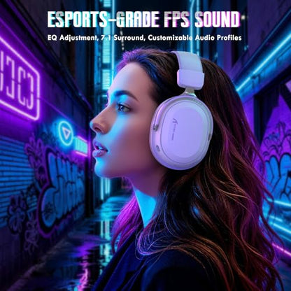 ATTACK SHARK L30Pro Wireless Gaming Headset with 2.4Ghz/BT/Wired, Long Battery Life with Detachable Microphone 7.1 Surround Sound Ultra-Low Latency for PC/PS5/Xbox/Switch/Mobile Silver - color: Sliver