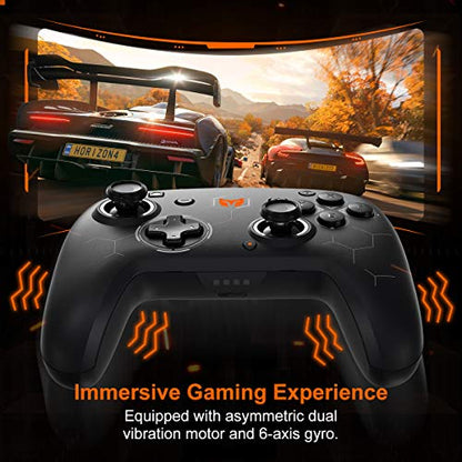 Wireless Gaming Controllers, BIGBIG WON PC Gaming Controller Custom Button, 6-Axis Gyro, Dual Shock, Macro, Turbo, 2.4GHz Dongle Gamepad for Windows 10/Android/iOS/Switch Bluetooth Controller Black - color: Z-C2