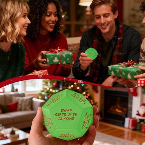 kykake 2026 New-Santa Swap Gift Exchange Dice,3 * 3in Exchange Gifts Family Game,Stocking Stuffers for Men Women, Anniversary Christmas Birthday Gifts for Men Women, Large Dice Party Gifts for Xmas - color: 1pc Santa Swap Gift Exchange Dice