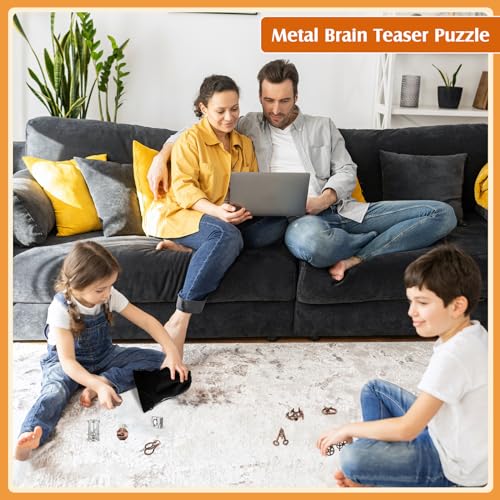 Syhood 10 Pieces Metal Brain Teaser Puzzles for Adults 3D Steel Puzzle Difficult Magic Mind Challenge Unlock Interlocking Games Iq Smart Logic Test Toys Basket Filler Stuffers(Classic)