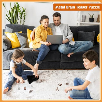 Syhood 10 Pieces Metal Brain Teaser Puzzles for Adults 3D Steel Puzzle Difficult Magic Mind Challenge Unlock Interlocking Games Iq Smart Logic Test Toys Basket Filler Stuffers(Classic)