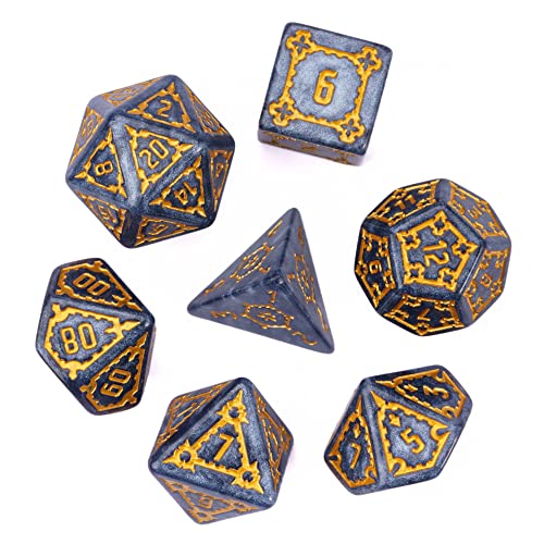 cusdie 7 Pcs 25mm Giant DND Dice with Dragon Eye Dice Bag, Polyhedral Dice Set, D&D Dice for Pathfinder RPG(Blue) - color: Blue