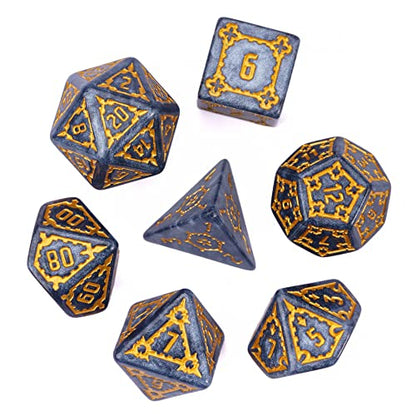 cusdie 7 Pcs 25mm Giant DND Dice with Dragon Eye Dice Bag, Polyhedral Dice Set, D&D Dice for Pathfinder RPG(Blue) - color: Blue