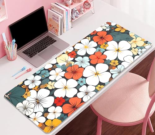 Boho Abstract Floral Mouse Pad Desk Mat,27.5X11.8 in Extended Gaming Mouse Pads with Stitched Edges,Non-Slip Waterproof Rubber Base Mouse Mat for Office,Computer,Keyboard,Laptop and Home Desk Mat - color: Blho Abstact Flower