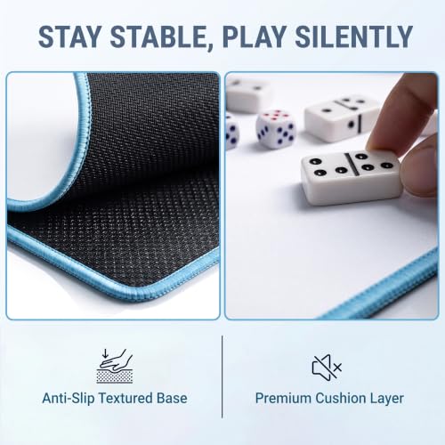 31.5in Blue Multi-Purpose Mahjong Mat, Poker Board Game & DIY Desk Pad | Plain Solid Neoprene Mahjong Mat | Waterproof, Quiet, Non-Slip for tiles, Dominoes, cards, Office Guard, With Bag & 4 Dice - color: Blue