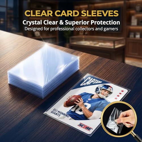 Penny Sleeves for Trading Cards - 200PCS Soft Clear Card Sleeves, Top Loading Plastic Card Protector for MTG, Game, Baseball, Football, Sports Cards, 3.6 x 2.6 Inch Top Loaders for Standard Cards