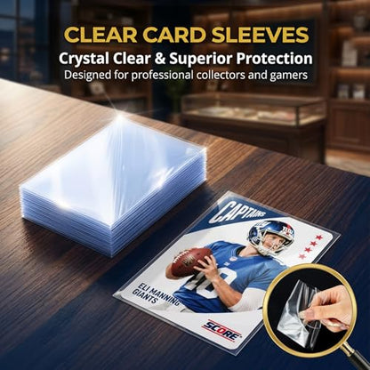 Penny Sleeves for Trading Cards - 200PCS Soft Clear Card Sleeves, Top Loading Plastic Card Protector for MTG, Game, Baseball, Football, Sports Cards, 3.6 x 2.6 Inch Top Loaders for Standard Cards