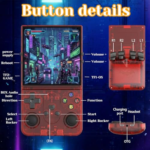 Upgrade S600 Retro Gaming Console, Anti-Slip Patterns Retro Handheld Game Console, 4.0 Inch 720x720 IPS Screen and 18,000+ Classic Games Retro Game Console for Gaming/Playdate/Party/Gift, Red 64G - style: Red 64G