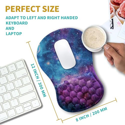 Hokafenle Ergonomic Mouse Pad Wrist Support, Wrist Rest Mousepad for Carpal Tunnel Pain Relief with Integrated Memory Foam Slope Massage Bulge (11.8x7.9 inch,Galaxy Nebula Space - color: KM19-Galaxy Nebula Space